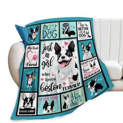 Boston Terrier Dog Collage Blanket: Just a Girl Who Loves This Breed