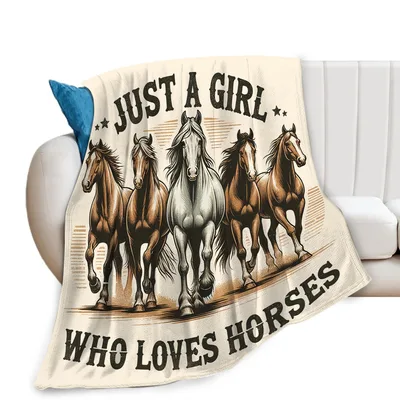 Just a Girl Blanket: Equestrian Art with Five Galloping Horses
