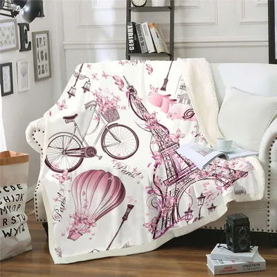 Paris Eiffel Tower Balloon Blanket: Romantic Parisian Sketch Design