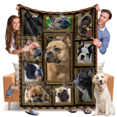 French Bulldog Photo Collage Blanket
