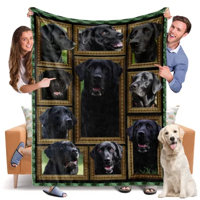 Black Labrador Photo Collage Blanket No. 2: Framed Dog Portraits