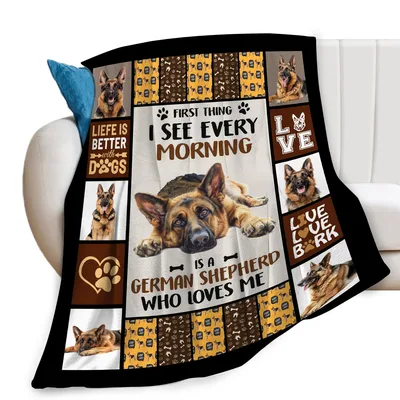 German Shepherd Dog Collage Blanket: Morning Love for Canine Lovers