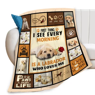 Labrador Dog Collage Blanket: Morning Greeting for Puppy Lovers