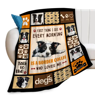 Border Collie Dog Collage Blanket