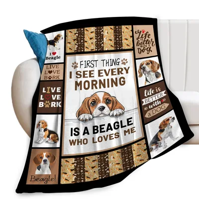 Beagle Dog Collage Blanket: First Thing I See Every Morning