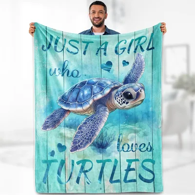 Just a Girl Who Loves Turtles Blanket - Sea Turtle Design