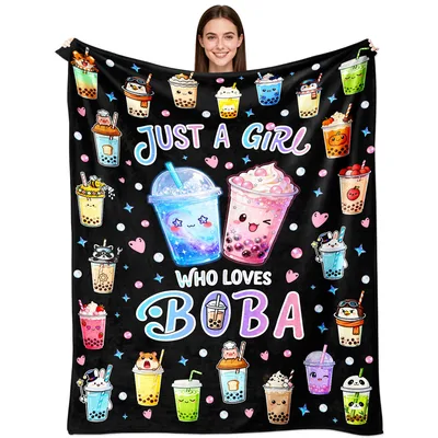 Just a Girl Who Loves Boba Blanket: Cute Bubble Tea Design