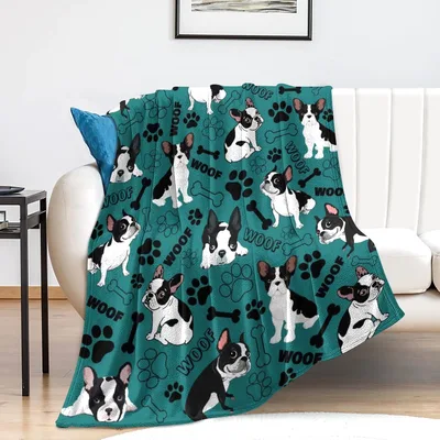 Boston Terrier Paw Print Blanket: Woof Pattern for Dog Lovers