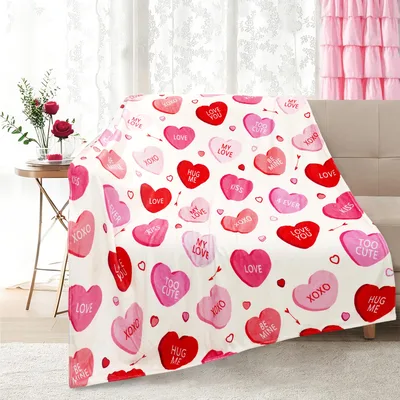 Red and Pink Love Blanket featuring candy hearts