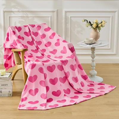 Pink Hearts Pattern Blanket: Cozy Hot Pink Heart Print for Lovers