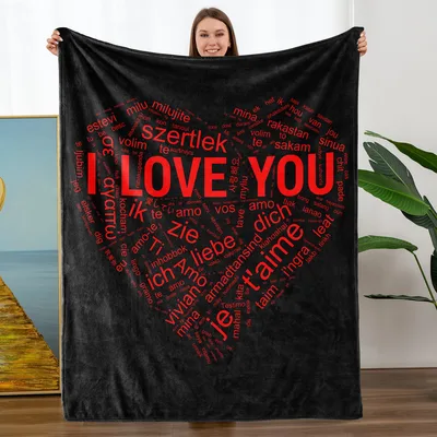 I Love You in 100 Languages Blanket Heart Design