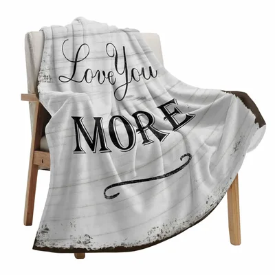 Love You More Retro Blanket: Distressed Script Design for Couples