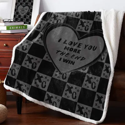 Valentine Heart Love Message Blanket for Chess Players
