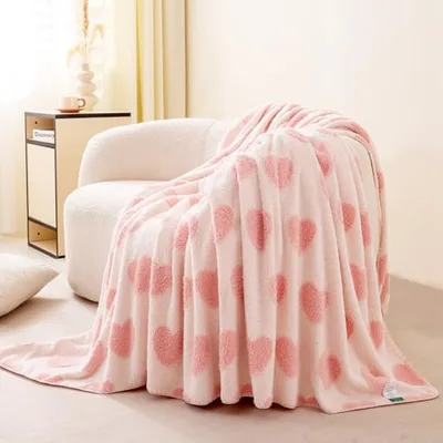 Pink Heart Pattern Blanket: Soft Pink Polka Dots for Cozy Spaces