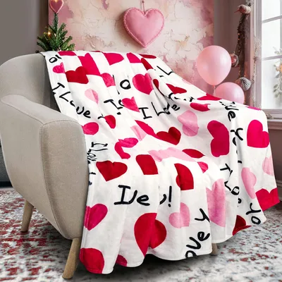 Red Hearts Love Pattern Blanket: I Love You! Heart Print