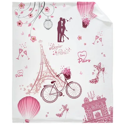 Pink Eiffel Tower Paris Romance Blanket for Dreamy Couples