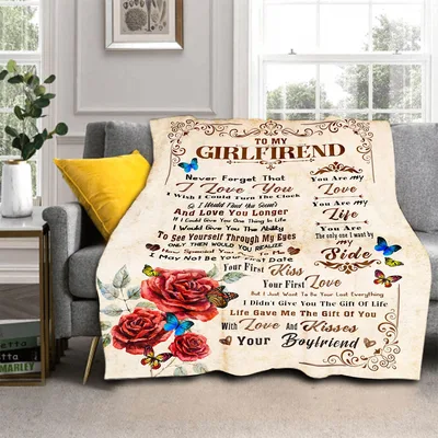 To My Girlfriend Rose Blanket Romantic Love Message Design