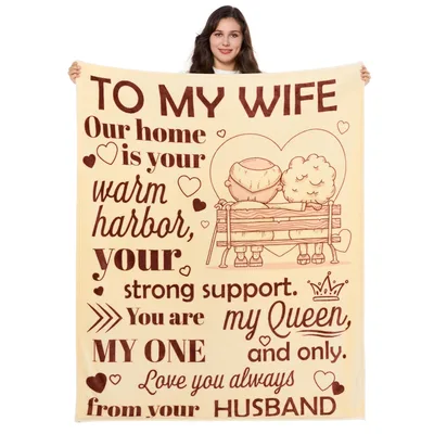 To My Wife Warm Blanket featuring a romantic quote