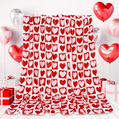 Red Hearts Valentine Pattern Blanket No. 2