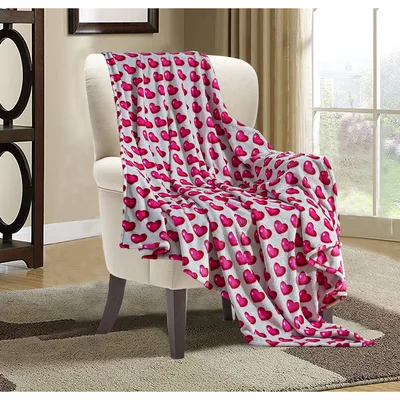Hearts Pattern on Pink Blanket: Shiny Heart Print for Romantic Spaces