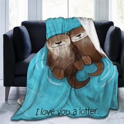 Otter Couple I Love Blanket: A Cute Sea Otter Pun Design
