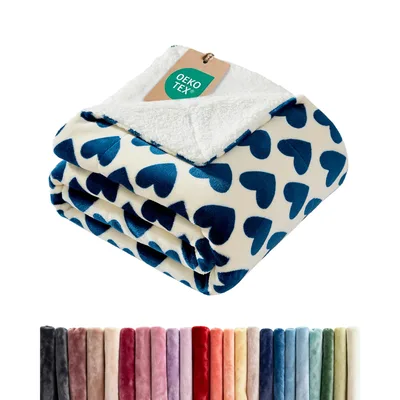 Blue Hearts Pattern Blanket: Navy Love Notes for Cozy Nights