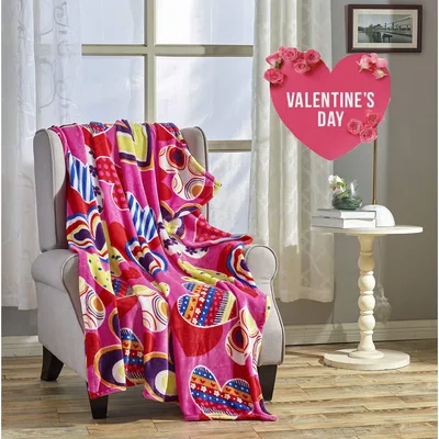 Neon Hearts Pattern Blanket: Vibrant Geometric Love Design