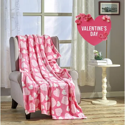 Whimsical Hearts Pattern Blanket featuring a pink heart print