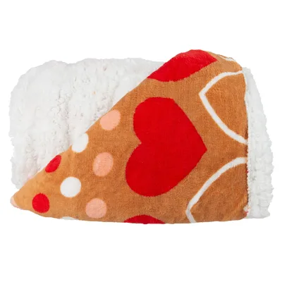 Red Hearts and Polka Blanket: Pizza Slice Design for Foodies