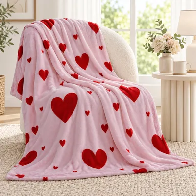 Red Hearts Pink Pattern Blanket: A Classic Heart Print for Romance