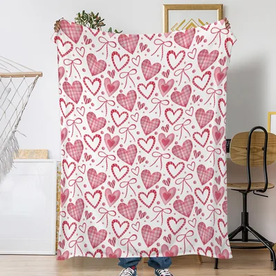 Pink Hearts Pattern Blanket: A Cozy Design for Sweet Home Vibes