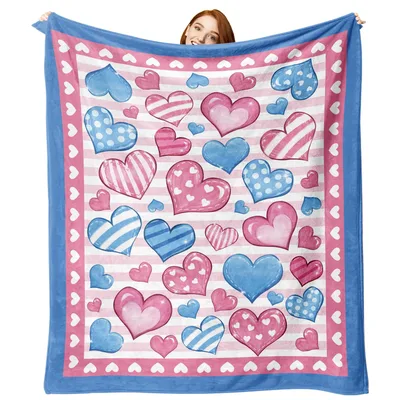 Pink and Blue Hearts Blanket: A Romantic Heart Pattern