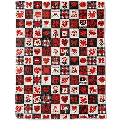 Valentine Hearts Lips Buffalo Blanket: Romantic Plaid Throw for Lovers