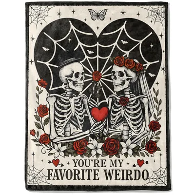 Skeleton Couple Favorite Weirdo Blanket for Gothic Lovers