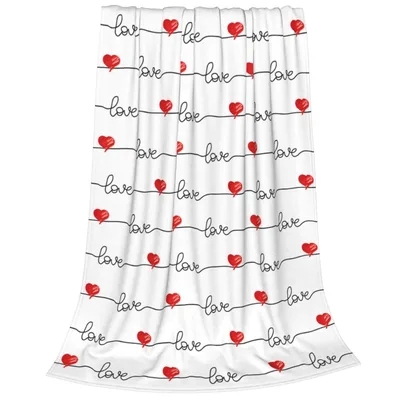 Love Script Hearts Pattern Blanket for Romantic Couples