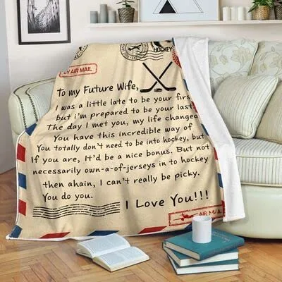 To My Future Wife Blanket: A Hockey Letter Design for Lovers