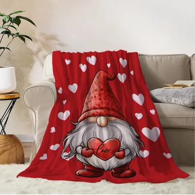 Gnome Holding Heart Valentine Blanket