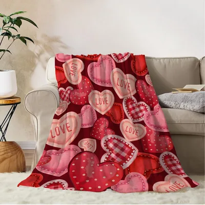 Red Love Hearts Pattern Blanket No. 2