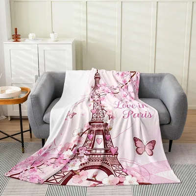 Eiffel Tower Love Blanket featuring a maroon tower