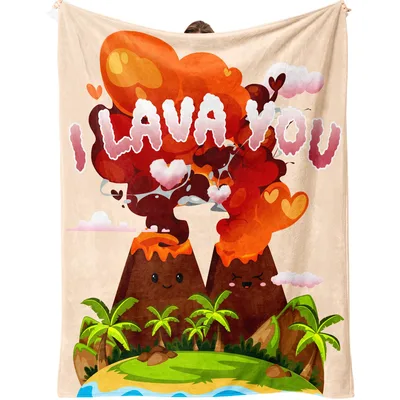 I Lava You Volcano Blanket: Cute Cartoon Eruption Design for Couples