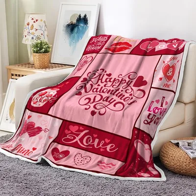 Happy Valentines Day Hearts Pattern Blanket features a pink