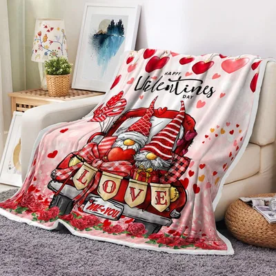 Valentine Gnome Love Pattern Blanket: Romantic Gnomes on a Scooter