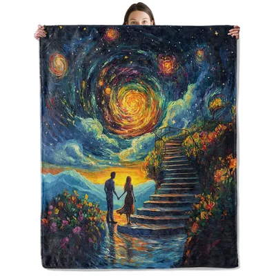 Romantic Starry Night Stairway Blanket