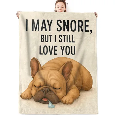 I May Snore Blanket: French Bulldog Design for Couples