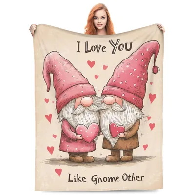 I Love You Like Gnome Blanket: Whimsical Couple Design