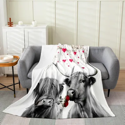 Cow Couple with Red Blanket: A Romantic Farmhouse Design for Lovers