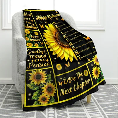 Happy Retirement Sunflower Blanket: Relax, Enjoy the Ride