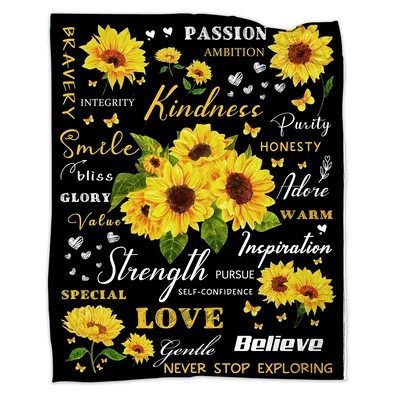Sunflower Inspirational Blanket: Words That Lift You Up