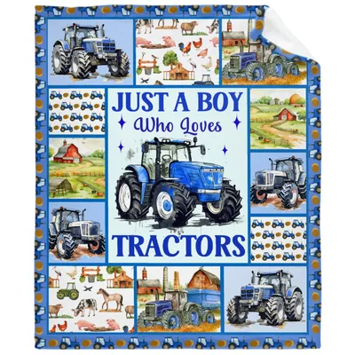 Tractor Farm Boy Blanket: Just a Boy Who Loves Tractors Design