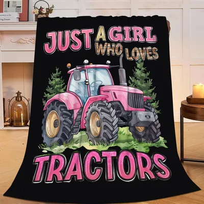 Pink Tractor Blanket: Just a Girl Who Loves Tractors